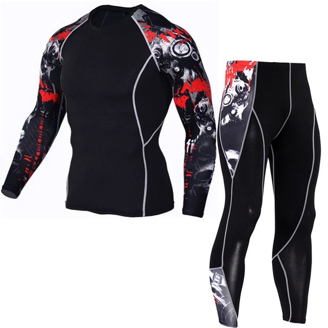 Men Running Sport Compression t shirt Pants Suits Jogging  Leggings