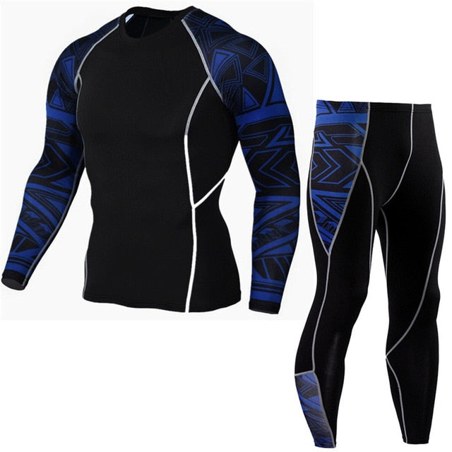 Men Running Sport Compression t shirt Pants Suits Jogging  Leggings