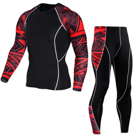 Men Running Sport Compression t shirt Pants Suits Jogging  Leggings