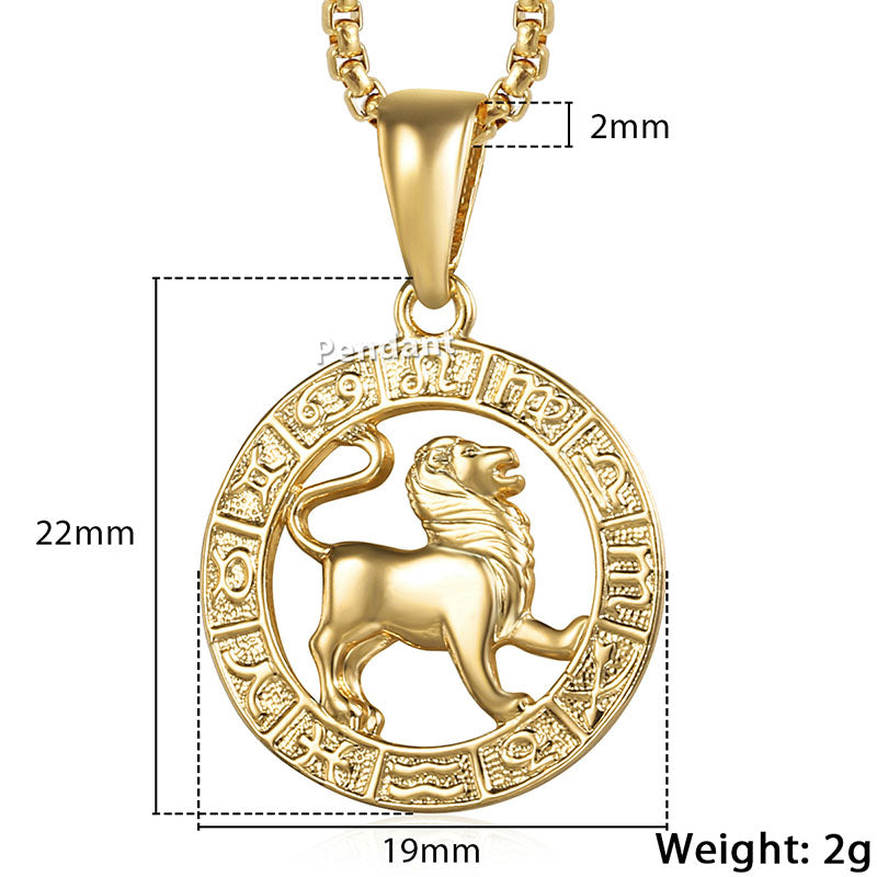 Men's Women's 12 Horoscope Zodiac Sign Gold Pendant Necklace