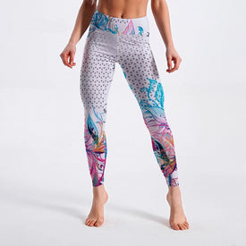 Women's Flowers White Leggings