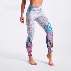 Women's Flowers White Leggings
