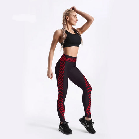 Image of Arrow Printed Red Black Color Design Pants Fitness