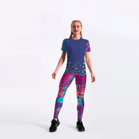 Women Shirt long pants Pie red zebra pattern Bright color