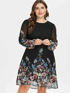 Multi Color Plus Size Floral Embroidery