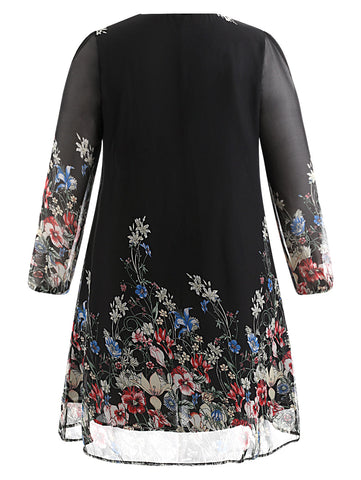 Image of Multi Color Plus Size Floral Embroidery