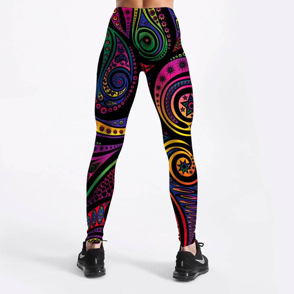Pants Color Totem Printed Black