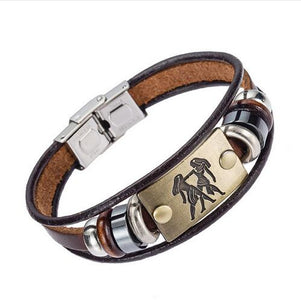 XINYAO Constellation Bracelets Men Women Genuine Braided Leather Bracelet Men Jewelry