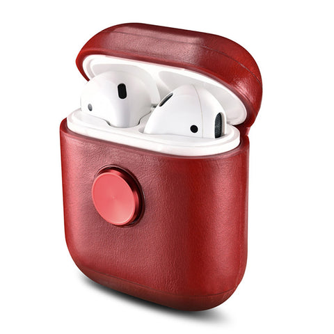 Image of Leather Earphone Case Gyro Box For AirPods Red