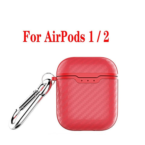 Image of For AirPods case luxury Carbon Fiber/litchi skin silicon Protection Case For Air Pods