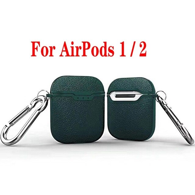 For AirPods case luxury Carbon Fiber/litchi skin silicon Protection Case For Air Pods