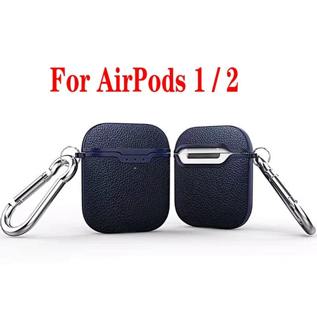 For AirPods case luxury Carbon Fiber/litchi skin silicon Protection Case For Air Pods