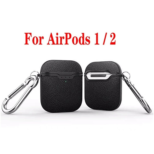 For AirPods case luxury Carbon Fiber/litchi skin silicon Protection Case For Air Pods