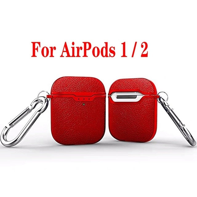For AirPods case luxury Carbon Fiber/litchi skin silicon Protection Case For Air Pods