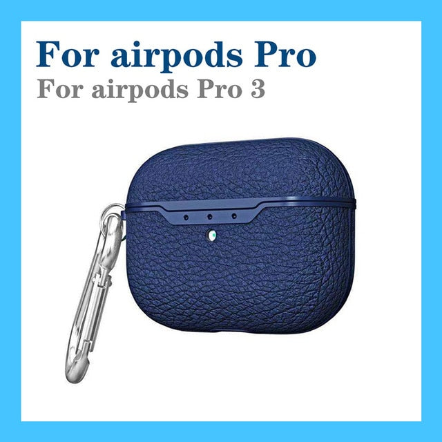 For AirPods case luxury Carbon Fiber/litchi skin silicon Protection Case For Air Pods