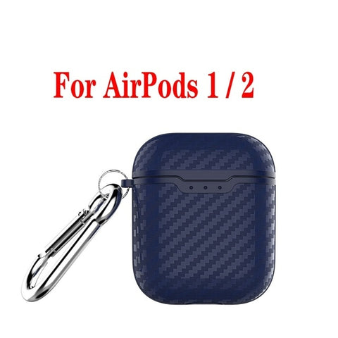 Image of For AirPods case luxury Carbon Fiber/litchi skin silicon Protection Case For Air Pods