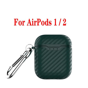 For AirPods case luxury Carbon Fiber/litchi skin silicon Protection Case For Air Pods