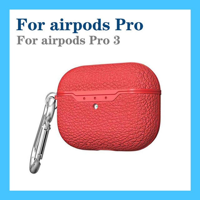 For AirPods case luxury Carbon Fiber/litchi skin silicon Protection Case For Air Pods