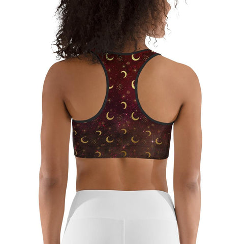 Image of Crescent Moon Burgundy Sports Bra