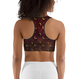 Crescent Moon Burgundy Sports Bra