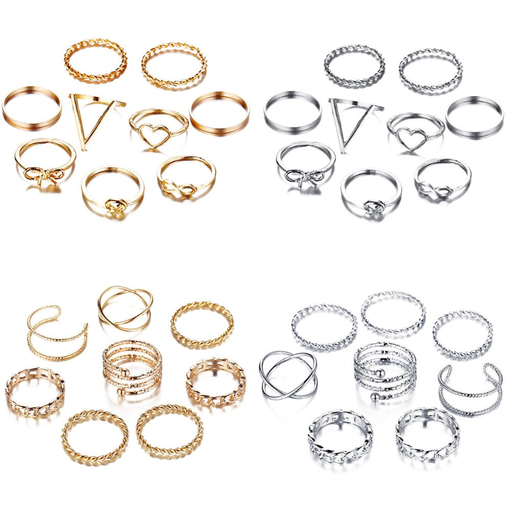 Gold/Sliver Rings Set For Women