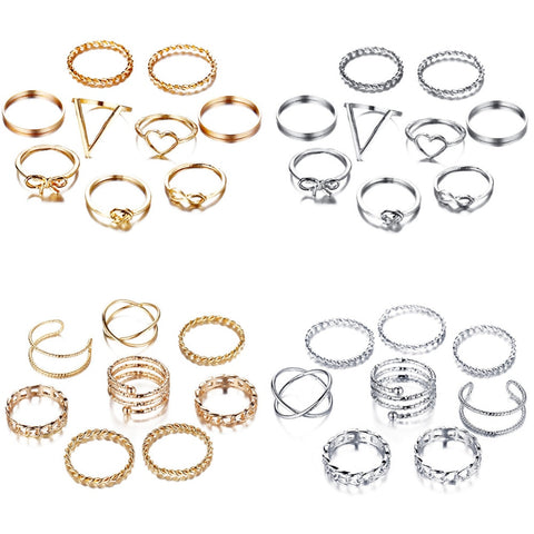 Image of Gold/Sliver Rings Set For Women