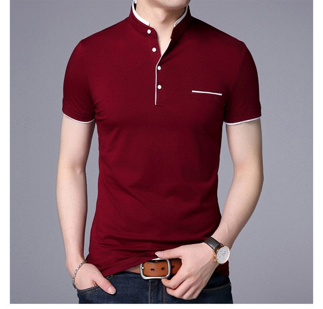 Men Short Sleeve Solid Polo Shirt