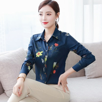 Long Sleeve Shirts Women Blouse Autumn Lapel Office