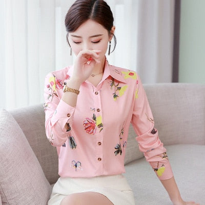 Long Sleeve Shirts Women Blouse Autumn Lapel Office