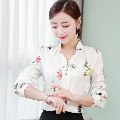 Long Sleeve Shirts Women Blouse Autumn Lapel Office