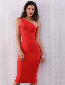 One Shoulder Women Bandage Dress