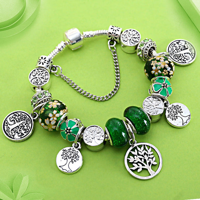 Green Tree of Life Charm Bracelet
