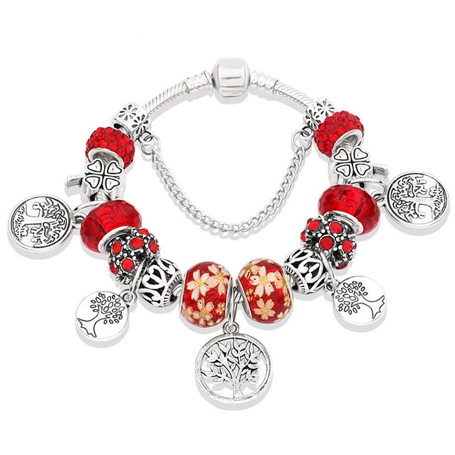 Green Tree of Life Charm Bracelet