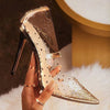 Golden Rhinestone Transparent Women Pumps