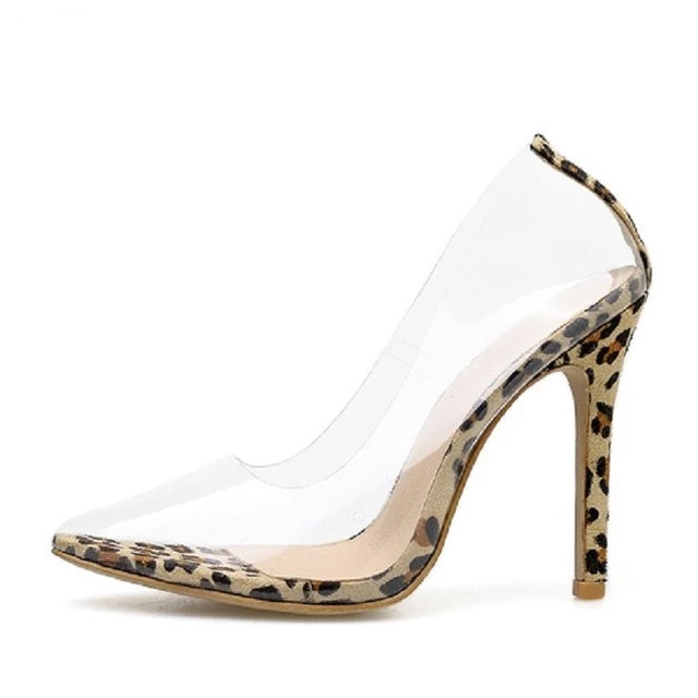 Golden Rhinestone Transparent Women Pumps