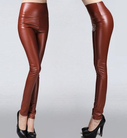 Winter Women Thin Leather Pants