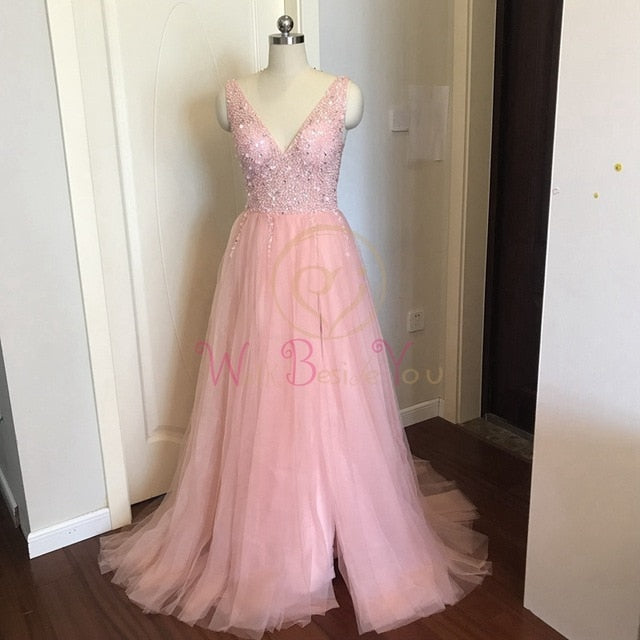 V neck High Split Tulle