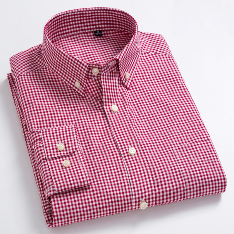 Men's Standard-Fit Long-Sleeve Micro-Check Shirt