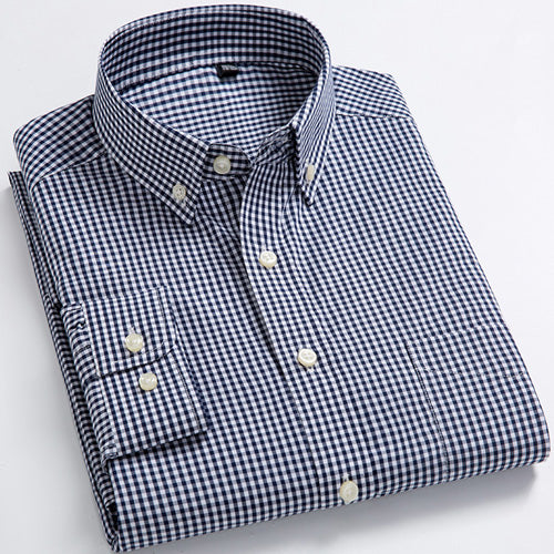 Men's Standard-Fit Long-Sleeve Micro-Check Shirt