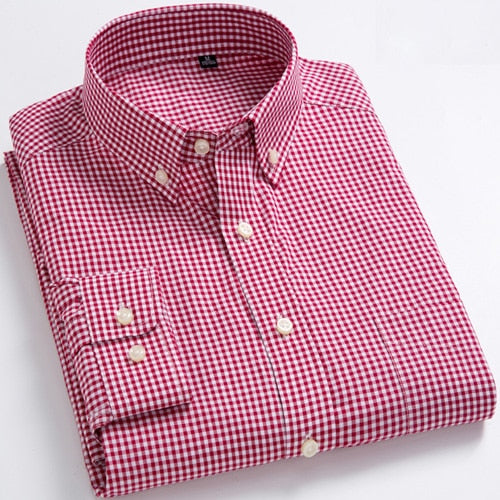 Men's Standard-Fit Long-Sleeve Micro-Check Shirt