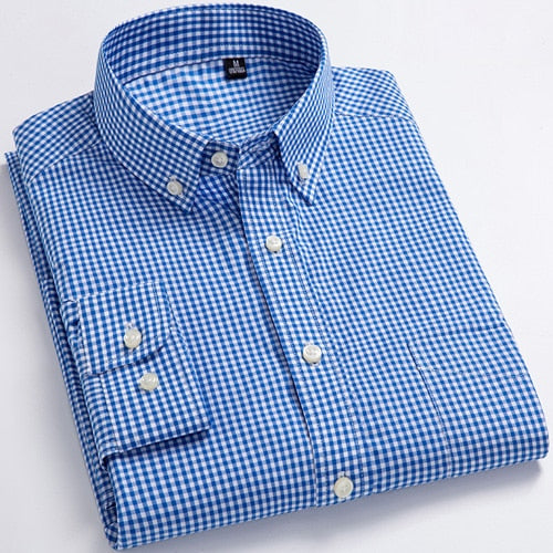 Men's Standard-Fit Long-Sleeve Micro-Check Shirt