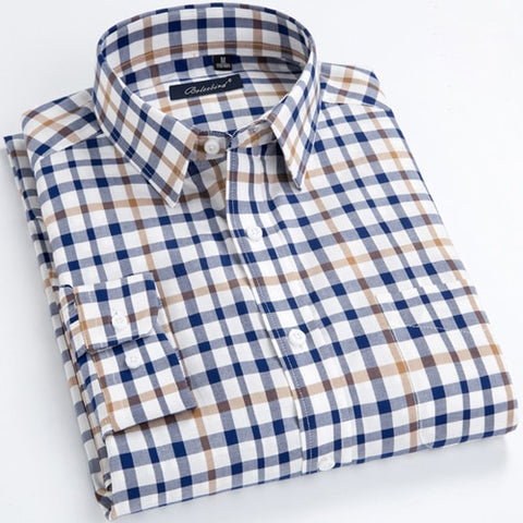 Image of Men's Standard-Fit Long-Sleeve Micro-Check Shirt