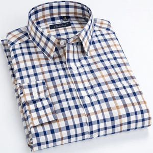 Men's Standard-Fit Long-Sleeve Micro-Check Shirt