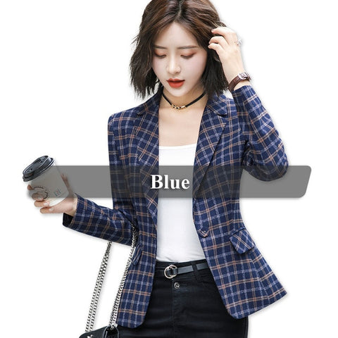 Image of Comfortable High-quality Plaid Jacket with Pocket