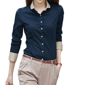 Long Sleeve Shirts Women Blouse Autumn Lapel Office