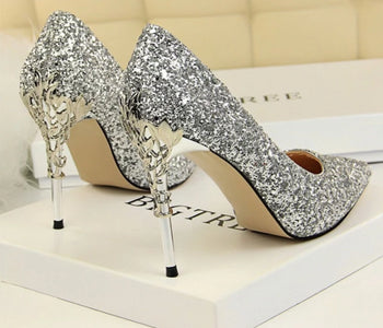 Pointed Toe Metal Decoration Women Shoes