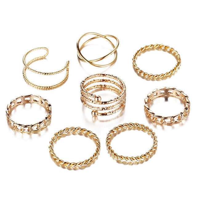 Gold/Sliver Rings Set For Women
