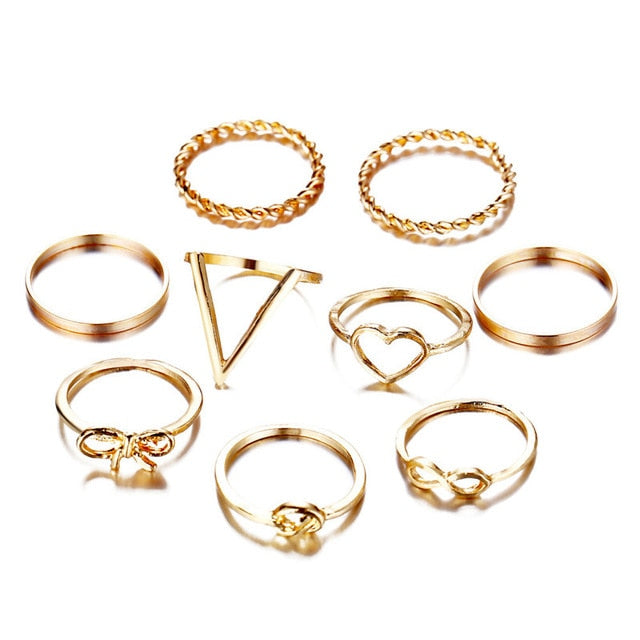Gold/Sliver Rings Set For Women