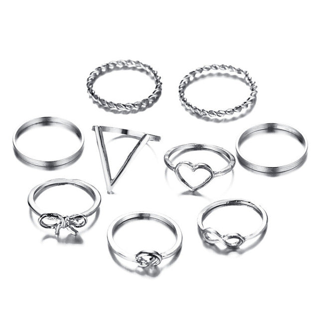 Gold/Sliver Rings Set For Women