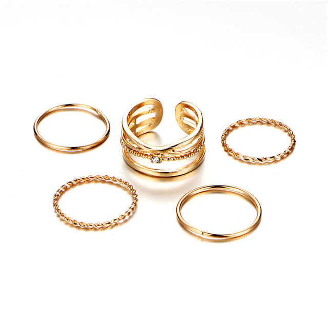 Gold/Sliver Rings Set For Women